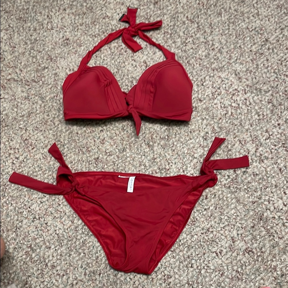 Calvin Klein padded top Red Bikini Set